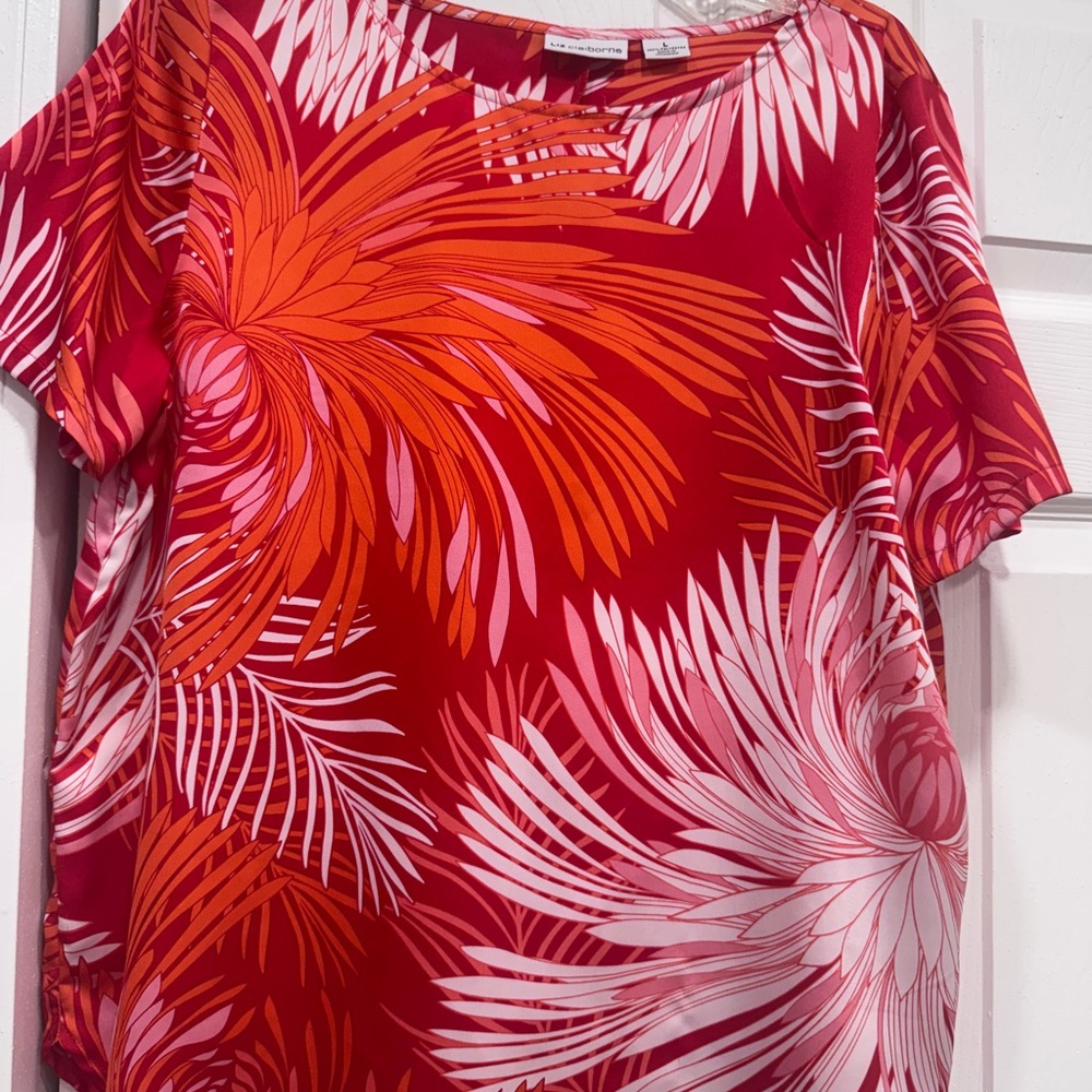 Liz Claiborne Red Boxy Short Sleeve T-Shirt